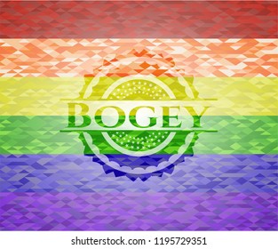 Bogey on mosaic background with the colors of the LGBT flag