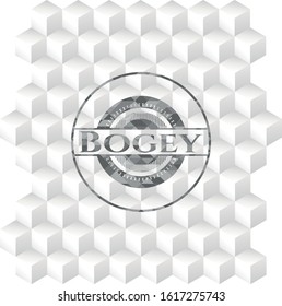 Bogey realistic grey emblem with cube white background