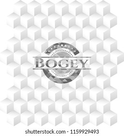 Bogey retro style grey emblem with geometric cube white background