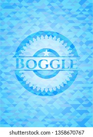 Boggle sky blue emblem with mosaic background