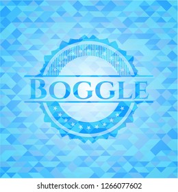 Boggle sky blue emblem with triangle mosaic background