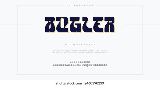 Bogler Custome digital alphabet font. Minimal technology typography, Creative urban sport fashion futuristic vector illustration.