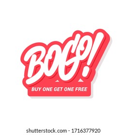 BOGO Sale Icon. Buy One Get One Free. Vector Lettering.