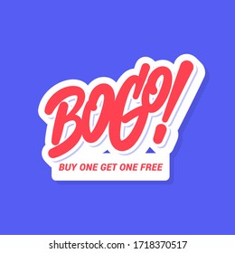 BOGO Sale Icon. Buy One Get One Free. Vector Lettering.