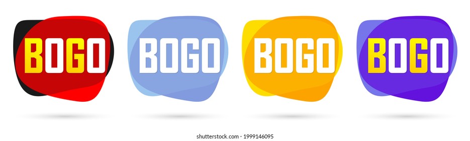 BOGO tags, set sale banners design template, discount badge collection, vector illustration