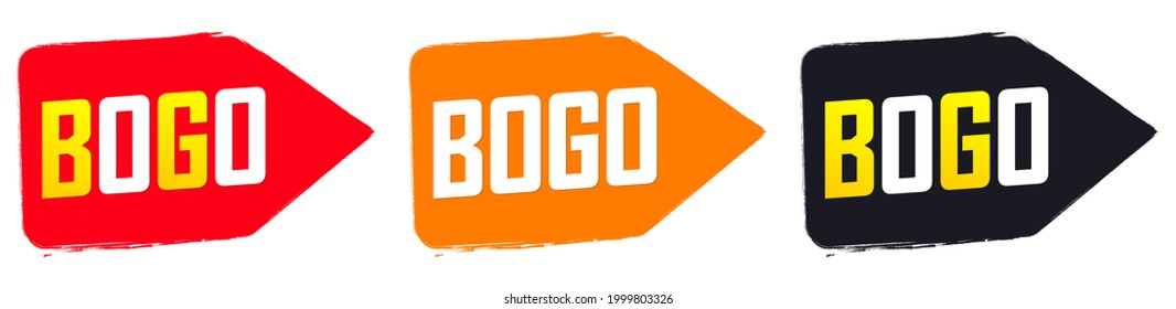 BOGO tags, set sale banners design template, discount badge collection, vector illustration