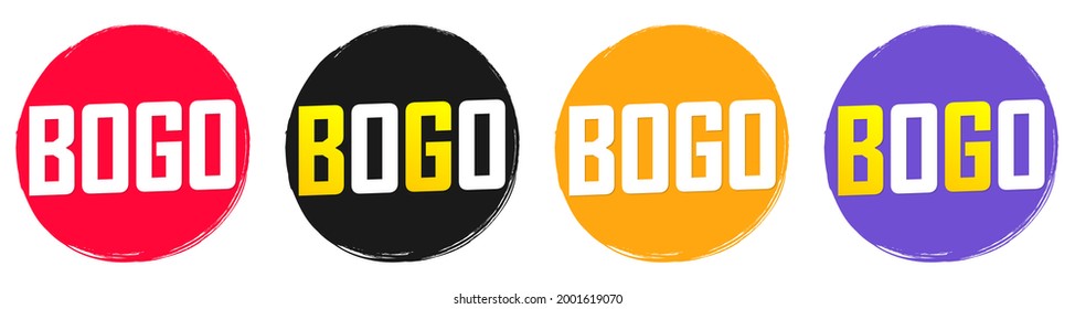 BOGO tags, set sale banners design template, discount badge collection, vector illustration