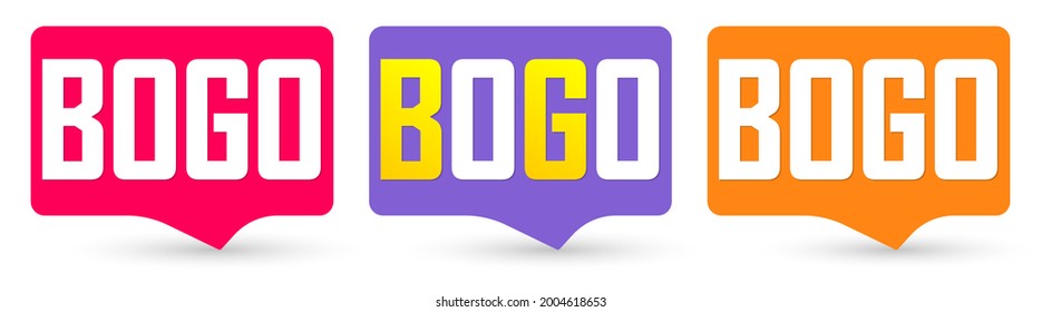 BOGO Tags, Set Sale Banners Design Template, Discount Badge Collection, Vector Illustration