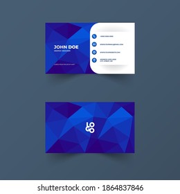 Bogor Indonesia, december 01 2020: name card design with polygonal shapes, blue color