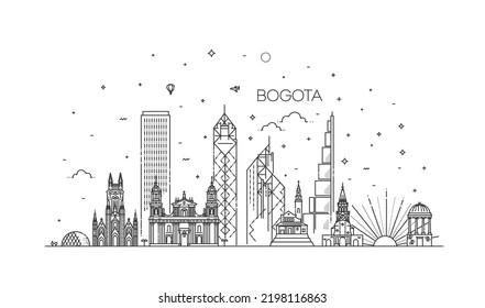 Bogota architecture line skyline vector illustration