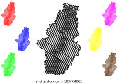 Bogota City (Republic of Colombia, Capital District Department) map vector illustration, scribble sketch City of Santa Fe de Bogota map