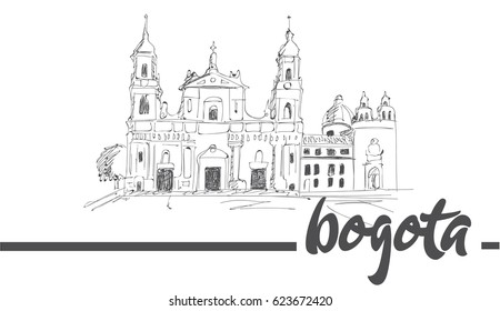 BOGOTA, COLOMBIA: Primary Cathedral of Bogota, historic and religous landmark, located in Bolivar Square