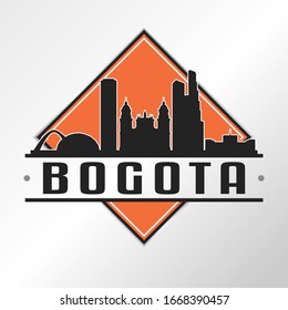 Bogota, Colombia Skyline Logo. Adventure Landscape Design Vector Illustration.