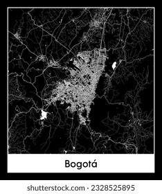 Bogota Colombia South America City map black white vector illustration