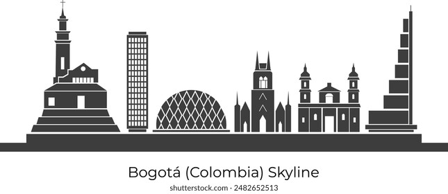 Bogota skyline silhouette. Colombia Skyline, Landscape Bogotá, Colombia Vector illustration.