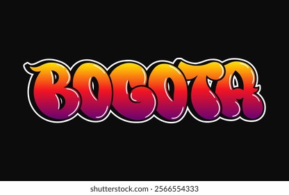 Bogota word trippy psychedelic graffiti style letters.Vector hand drawn doodle cartoon logo Colombia illustration. Funny cool trippy letters, fashion, graffiti style print for t-shirt, poster 