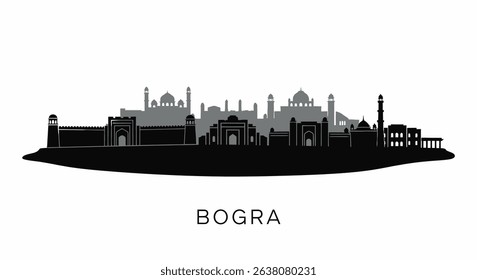 Bogra with Bangladesh City Skyline Silhouette.