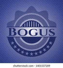 Bogus badge with jean texture. Vector Illustration. Detailed.