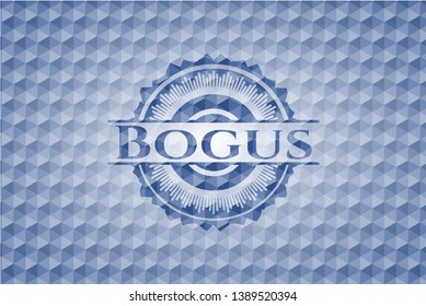 Bogus blue emblem with geometric pattern background. Vector Illustration. Detailed.