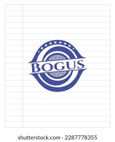 Bogusemblem zeichnen mit Pen-Effekt. Blaue Tinte. Vektorgrafik. Detaillierte Angaben. 