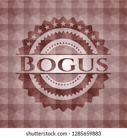 Bogus red emblem with geometric pattern background. Seamless.