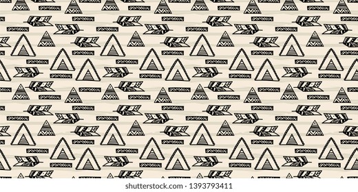 Bohemian abstract pattern tribal seamless drawing boho chic design