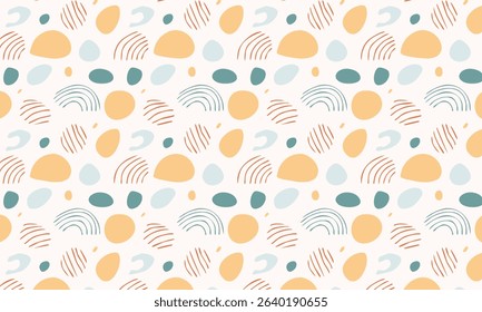 Bohemian abstract seamless pattern with hand-drawn rainbows