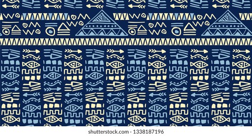 Bohemian ancient doodle seamless pattern vector