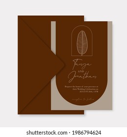 Bohemian arch Wedding Invitation rust orange terracotta template suite