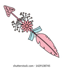 bohemian arrow with feathers and flowers