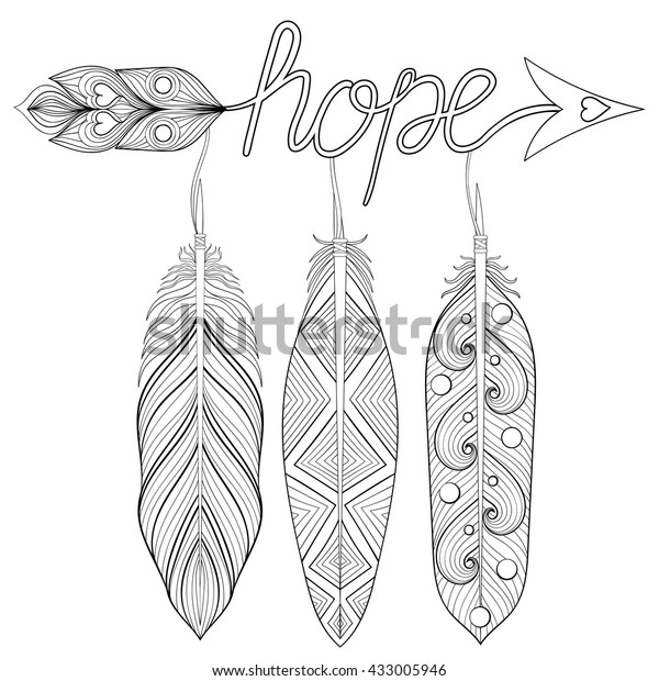 Bohemian Arrow Hand Drawn Amulet Letters Stock Vector