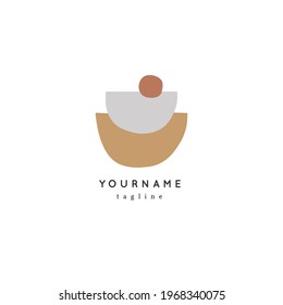 Bohemian art, modern abstract shapes. Hand drawn vector logo template in boho style. For branding and business identity, for business woman.