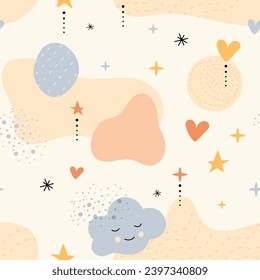 Bohemian baby pattern. Seamless baby pattern in boho style