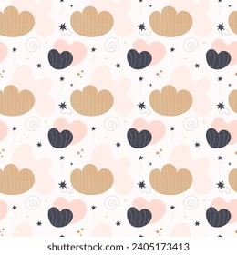 Bohemian baby pattern. Seamless baby pattern in boho style