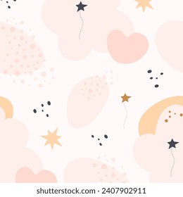 Bohemian baby pattern. Seamless baby pattern in boho style