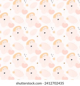 Bohemian baby pattern. Seamless baby pattern in boho style