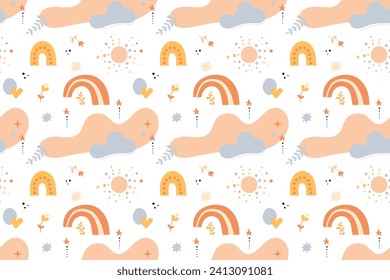 Bohemian baby pattern. Seamless baby pattern in boho style