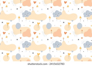Bohemian baby pattern. Seamless baby pattern in boho style