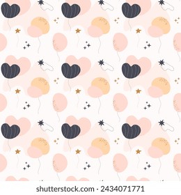 Bohemian baby pattern. Seamless baby pattern in boho style