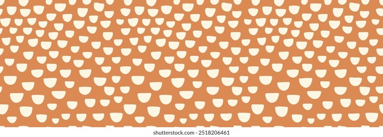 Bohemian baby seamless pattern. Boho print for kids with dots and small dashes. Gender Neutral Nursery Cute Ornament. Vector illustration in flat cartoon style. Terracotta simple abstract background