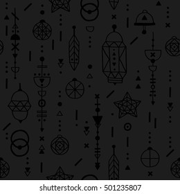 Bohemian background, abstract tribal pattern. Vector handdrawn art, boho style, christmas 