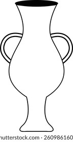 Bohemian Ceramic Vase Silhouette on White Background. Vector Illustration.