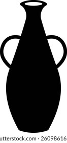 Bohemian Ceramic Vase Silhouette on White Background. Vector Illustration.