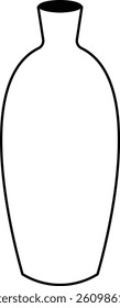 Bohemian Ceramic Vase Silhouette on White Background. Vector Illustration.
