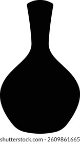 Bohemian Ceramic Vase Silhouette on White Background. Vector Illustration.