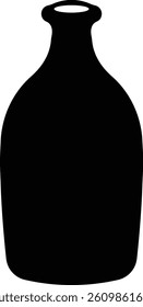 Bohemian Ceramic Vase Silhouette on White Background. Vector Illustration.
