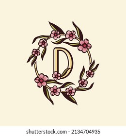 Bohemian circle logo template with letter D design