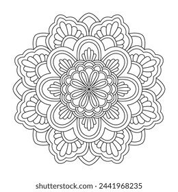 Bohemian cool mandala art decoration, monochrome symmetric background