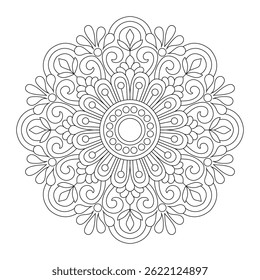 Bohemian cool mandala art decoration coloring book page, vector file, simple mandala art, Design for a wallpaper Paint shirt and tile Sticker Design, vector file