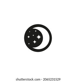 Bohemian crescent moon with stars isolated on white background. Witchy luna. Alchemy esoteric magic talisman. Mystical symbol.